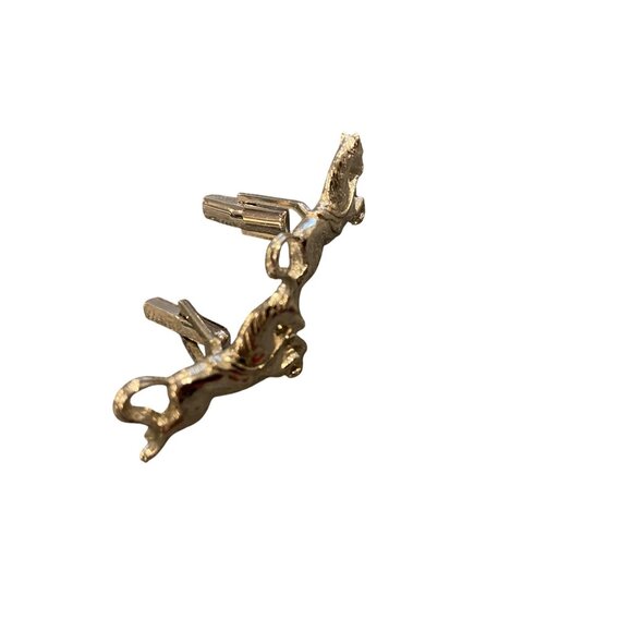 Vintage Silver tone Horse Motif Cufflinks & Alligator Tie Clip Set - Picture 2 of 6